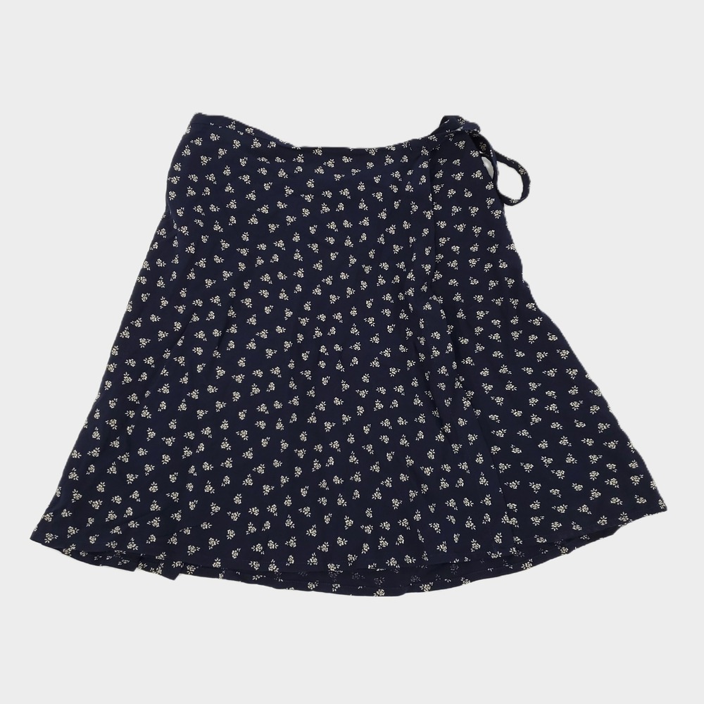 John Galt Brandy Melville Womens Small Navy Blue Floral Rose Wrap Mini Skirt New